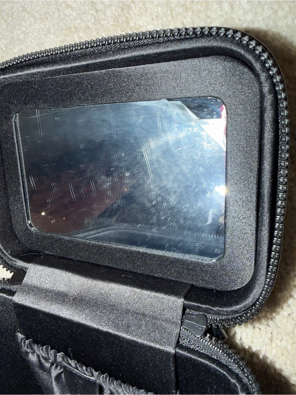 Saint Laurent Black Quilted Leather Cosmetic Case with Tonal YSL GWP